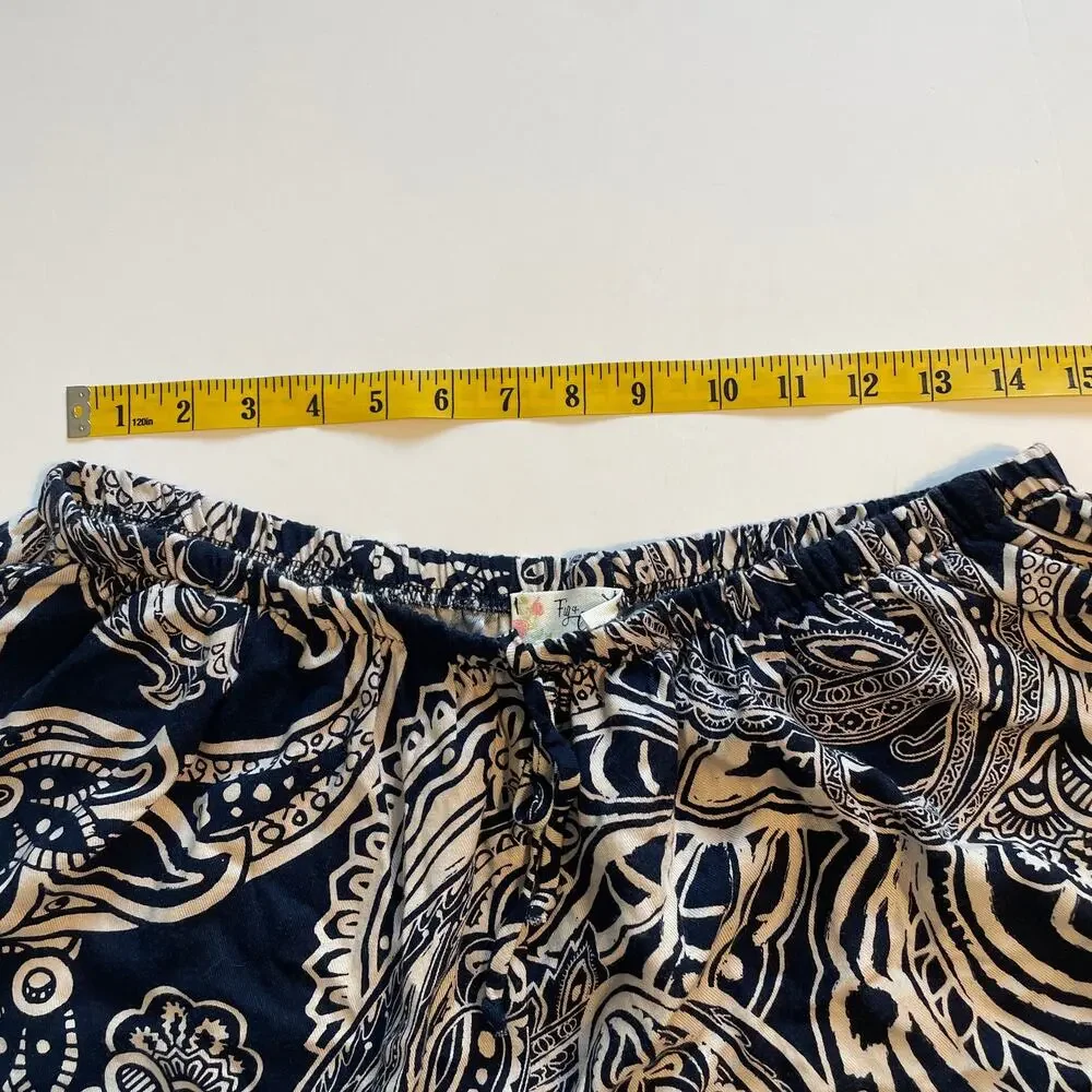 Fig & Olivia Paisley High Waisted Shorts Womens Size 3X Navy Pull On Boho